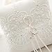 Amajoy 19x19 cm Satin and Lace Wedding Ring Pillow Cushion Embellished with Bow , 7.5 Inch Ring Bearer for Beach Wedding, Wedding ceremony