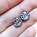 Multicolored rainbow glitter wood stud earrings 10mm
