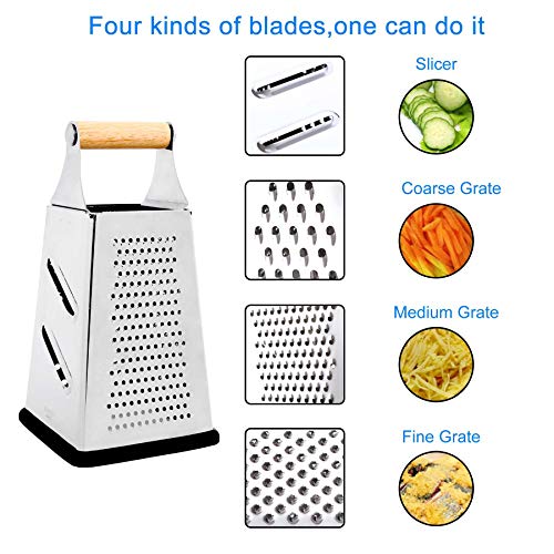 TXJDSK 4Sided Cheese Grater, Stainless Steel Vegetable Graters Box