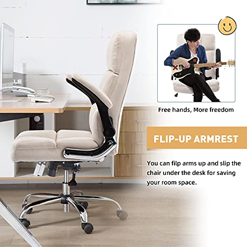 YAMASORO Comfortable Ergonomic Office Chair Fabric Velvet Desk Chair