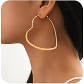 Aneneiceera Vintage Exaggerated Heart Hoop Earrings Gold Hollow Heart Earrings Large Heart Dangle Earrings Love Heart Huggie Hoop Earrings Jewelry for Women