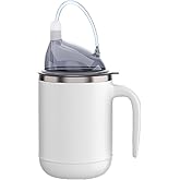 PILSAMAS Multifunctional Adult Sippy Cup for Elderly Spill Proof - Easy to Grasp Handles, Precise Liquid Control- 15oz Stainless Steel Sippy Cup with Straw, No Spill Cups for Elderly, Seniors