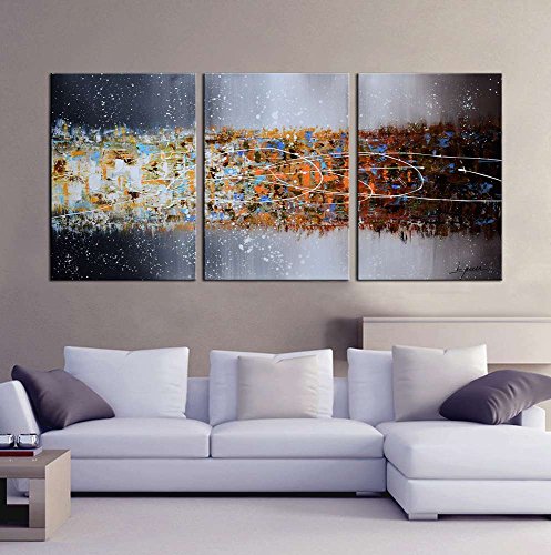 ARTLAND Hand-painted 28x60-inch ' Hazy Memory' 3-piece Gallery-wrapped Abstract Oil Painting on Canvas Wall Art Set