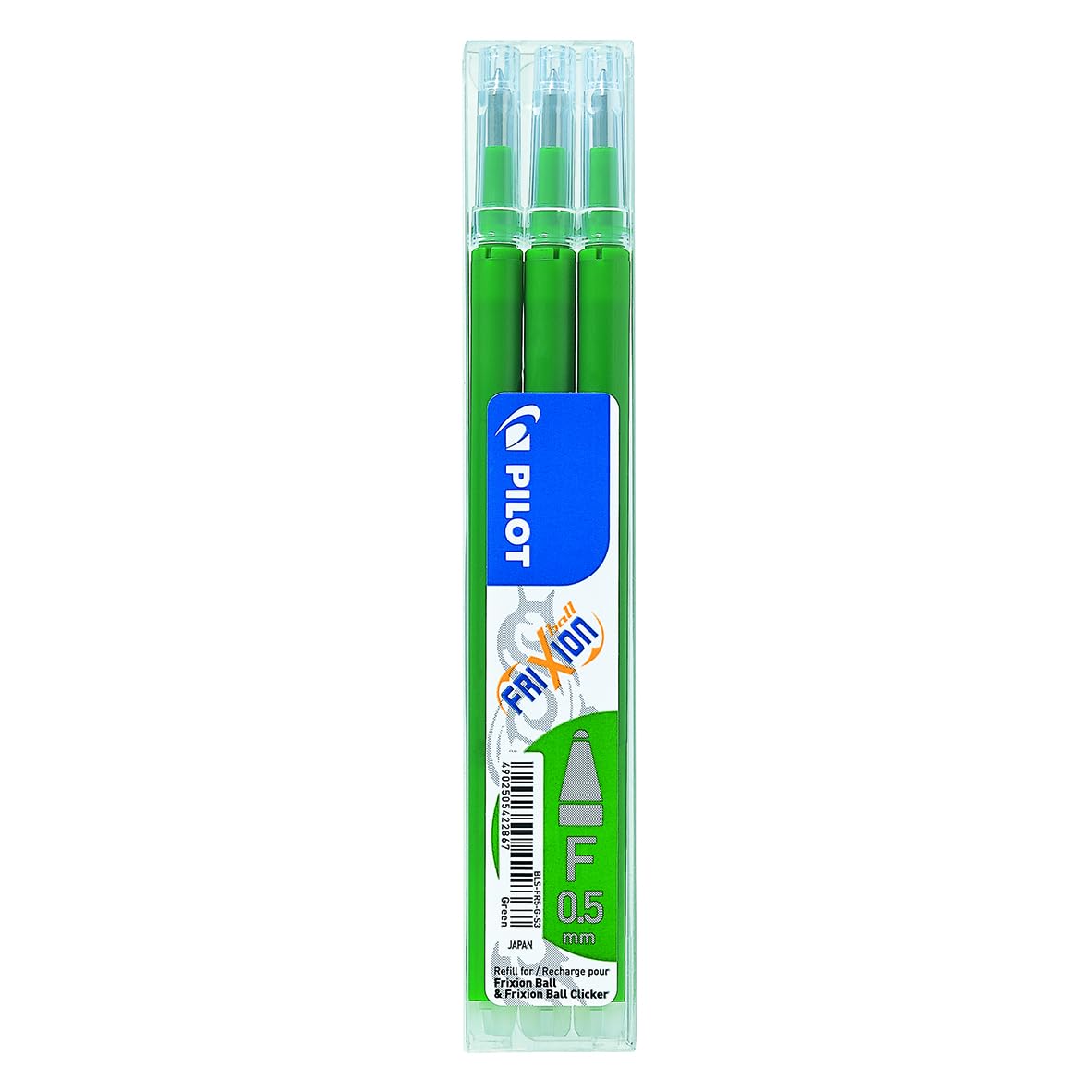 Pilot Pen 2276004F Frixion Clicker Refill, Thickness 0.5 mm, Pack of 3, Green