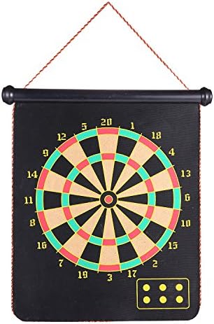 Roll-up Magnetic Dart Board, Rabosky Fabric Double Sided Hanging Rubber DartBoard with 10PCS Replacement Dart-Tip
