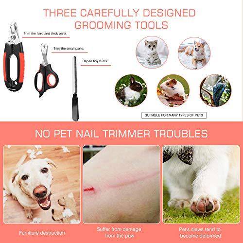 KISSIN Dog Nail Clippers Trimmer Set Quick Safety Guard to Avoid