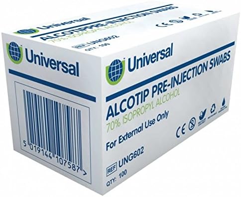 Ezy-Aid Universal Uni-Wipe Alcotip Swabs 70% IPA Box of 100