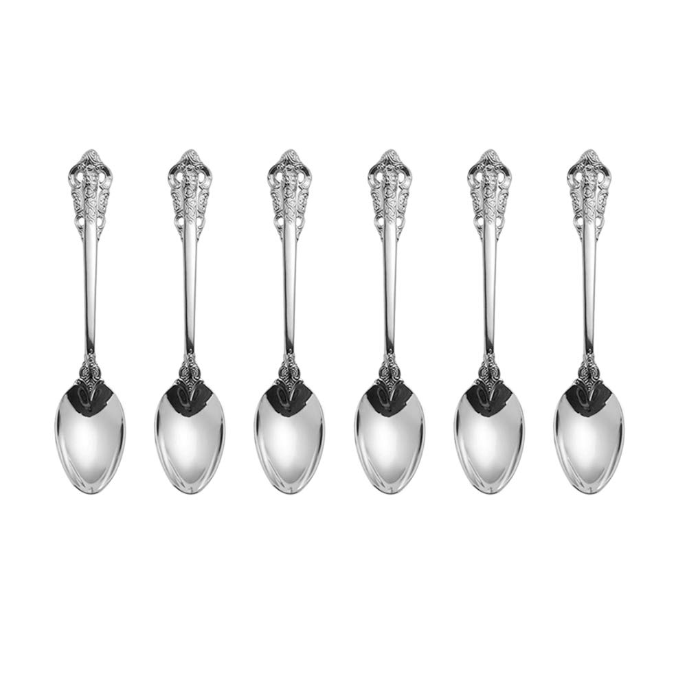 ZFQ 6-Piece 18/10 Stainless Steel Dessert Spoons, Medium Size 7.09 Inches, Mirror Polishing, Dishwasher Safety, Silver