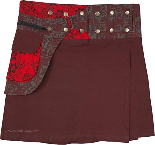 TLB - Snap Wrap Short Skirt with Fanny Pack - L:18"; W:22"-38" Brown