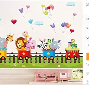Xqwzm Cartoon Jungle Wild Animal Train Wall Stickers For