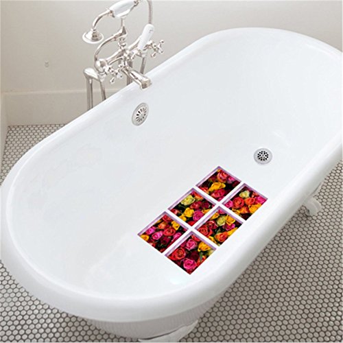 Moonvvin Non Slip Bath Stickers, 6pcs Flower AntiSlip Stickers Non
