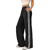 INNO MINT Wide Leg Track Pants Women, High Waisted Loose Yoga Sweatpants with Pockets, Contrast Trim Workout Trousers