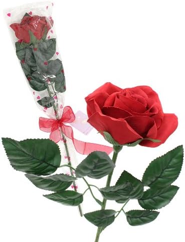 Floral Elegance Artificial 48cm Single Stem Gift Wrapped Red Rose Flowers x 48