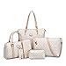 H&X Womens 6 Pcs Shoulder Bags Top-Handle Handbag Tote Purse Set