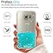 LeYi for Galaxy S6 Case with Tempered Glass Screen Protector [2 Pack] for Girls Women, Glitter Bling Shiny Moving Quicksand Liquid Clear TPU Protective Phone Cover Case for Samsung Galaxy S6 Turquoise