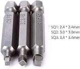 Gasea 3 Sets 2" Magnetic Square Screwdriver Bits 1/4" Hex Shank S2 Steel SQ1 view 2