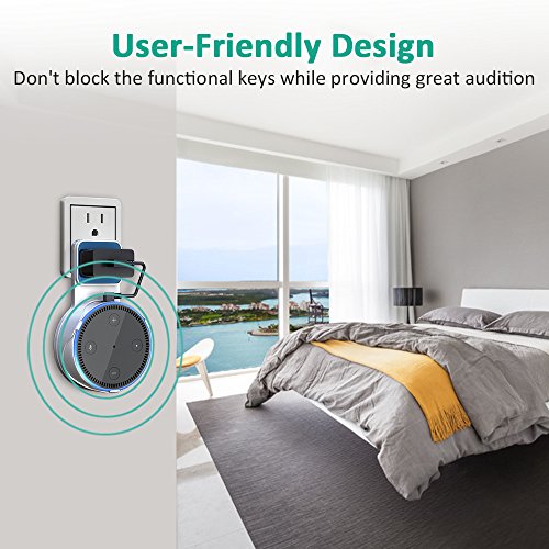 Bovon Outlet Wall Mount Hanger Holder Stand for Dot 2nd Generation, Best Space-Saving Dot Accessories for Your Smart Home Speaker without Mess Wires or Screws (Short Charging Cable Included) (White) - Thumbnail 3