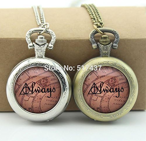 Pretty Lee Always On Marauders Map Pocket Watch Mini Glass Locket Necklace Vintage Bronze Pocket Watch Necklace