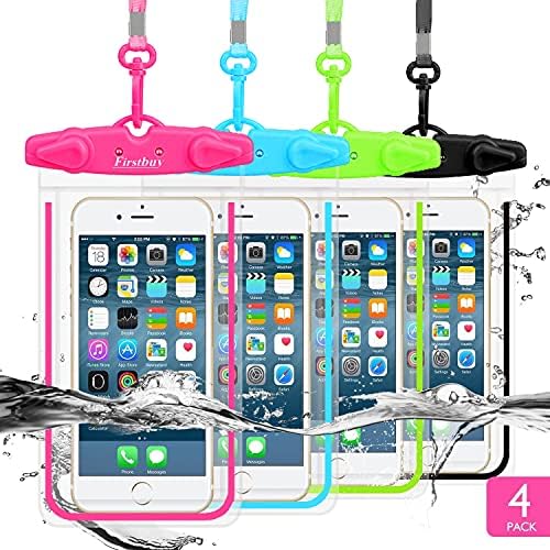LENPOW Waterproof Phone Case, 4 Pack Universal Waterproof Pouch Dry Bag with Neck Strap Luminous Ornament for Water Games Protect iPhone 11 Pro XS XR X Max SE 8 7 Plus Galaxy S10 S9 Note Google LG HTC