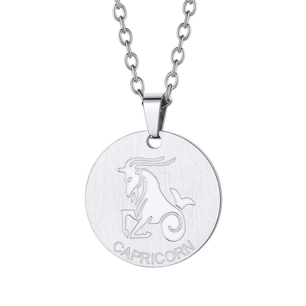 Custom4U Taurus Constellation Pendant Necklace Stainless Steel Coin Pendant Horoscope Zodiac Sign Birthday Gift