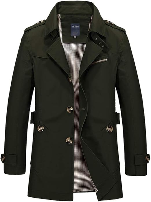 Ybing Herren Trenchcoat - Eleganter Langmantel Im Slim Fit Mit Doppelreiher