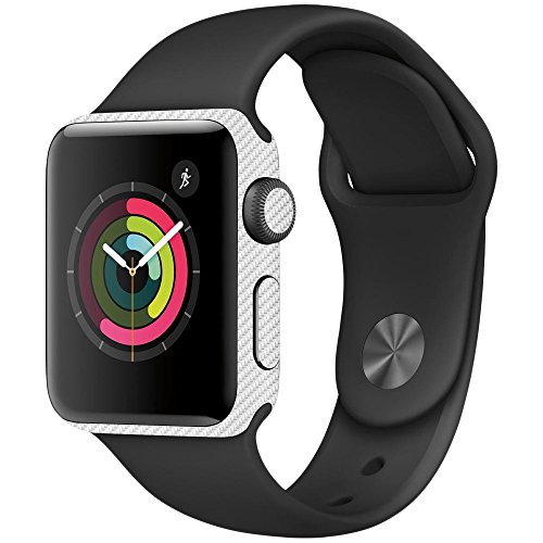 MightySkins Skin For Apple Watch Series 3 42mm - White Carbon Fiber | Protective, Durable, and Unique Vinyl Decal wrap cover | Easy To Apply, Remove, and Change Styles | Made in the USA - Thumbnail 3