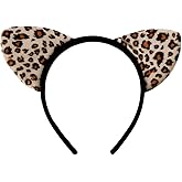 Tofwaol Leopard Ears Headband Cosplay Leopard Print Costume Hair Accessories for Women Girls Christmas Headbands Party Costume Leopard Ears Hairband for Girls Headpieces Decorations Head Band