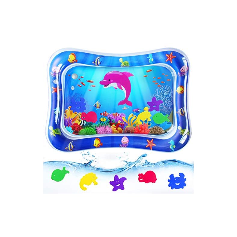 Baby Tummy-Time Water Mat – Infant Water Play Mat Water Playmat Sensory Pad Baby Stuff for 3 6 9 12 Months Newborn…