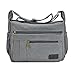 Fabuxry Light Weight Canvas Shoulder Bag for Women Messenger Handbags Cross Body Multi Zipper Pockets Bag (Grey)