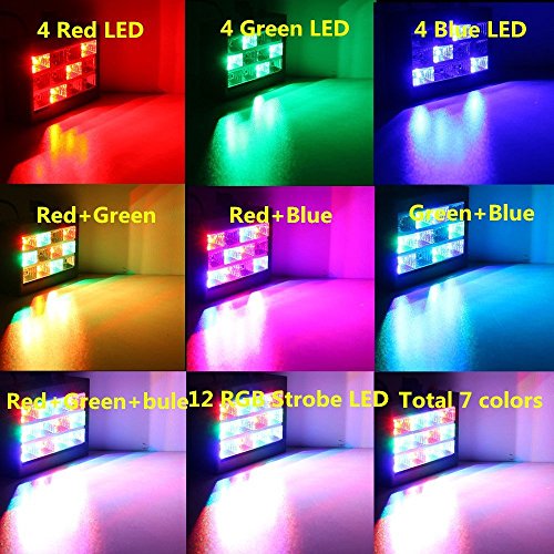 DJ Party Lights, SOLMORE 15W 12 LED Strobe RGB Stage Disco Lights Auto Sound Activated DJ Lights Adjustable Flash Speed Control for Party Wedding Show Birthday Parties AC 90-240V