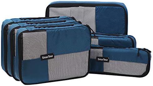 SmarTour Compression Packing Cubes, Travel Luggage Packing Organizers for Suitcase, Pack of 6(Blue)