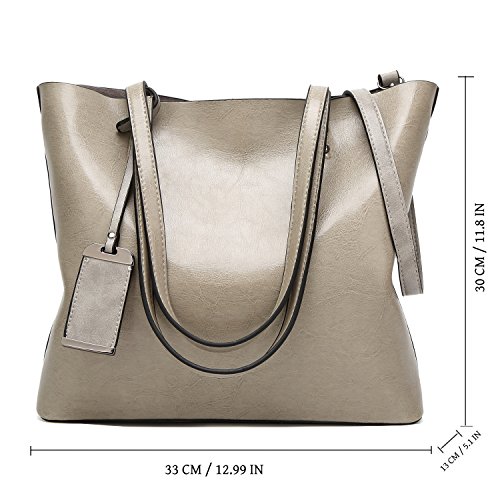 ALARION Women Top Handle Satchel Handbags Shoulder Bag Messenger Tote Bag Purse,Grey,Large