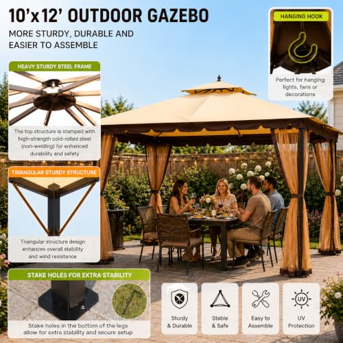 Bezseller 10x12 Outdoor Gazebo Review: Double Roof Shelter with Mesh Walls image 24