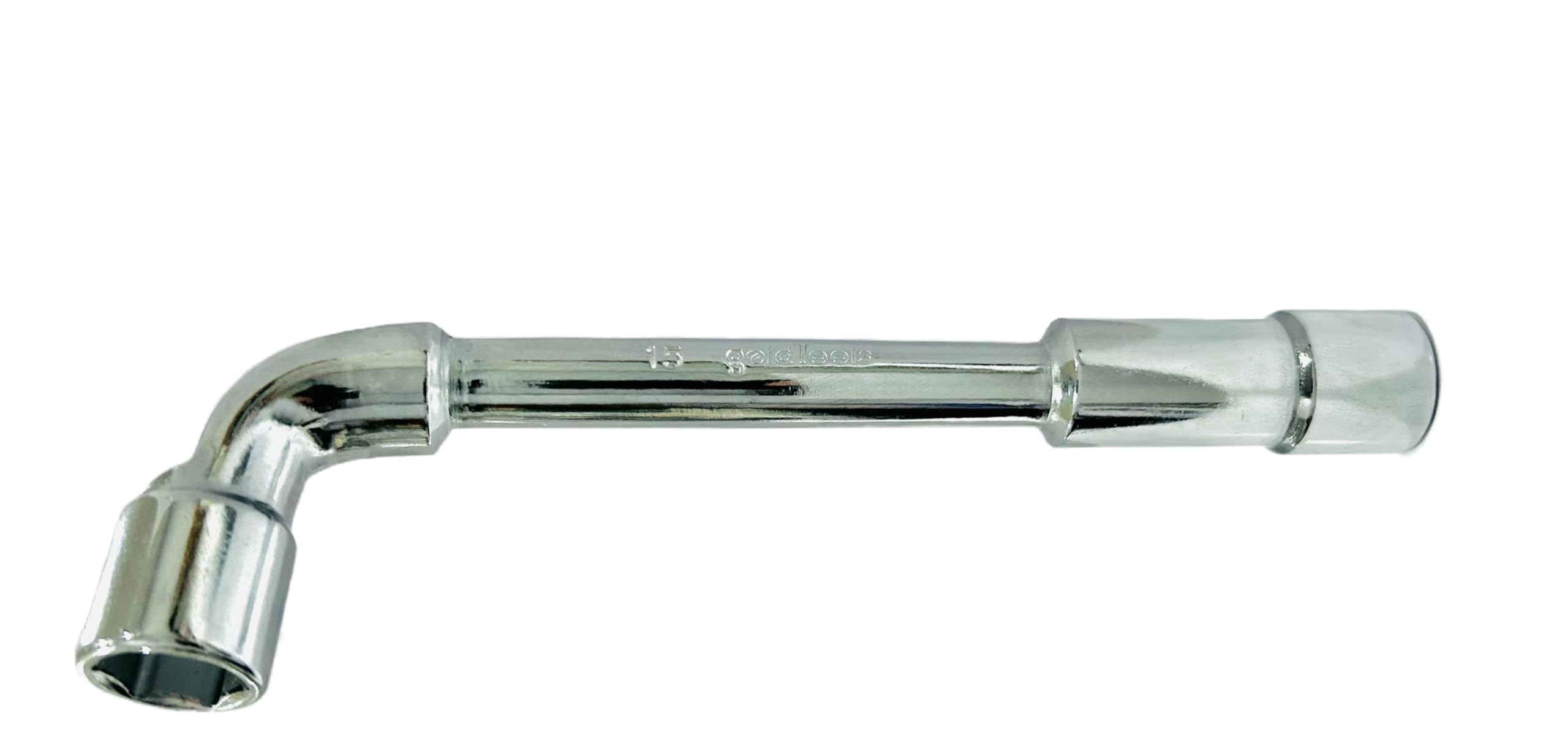 GOLDTOOLS Open Pipe Wrench 15 mm, 6 Sides x 6 Points, 90° Angled Head, Frabriqué in Chrome Vanadium Steel (15 mm)