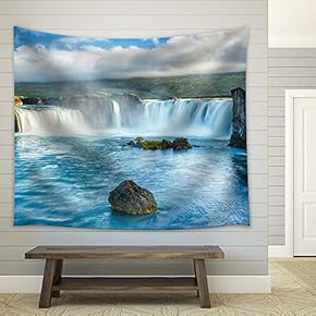 Mountains and Waterfall - Fabric Tapestry, Home Decor - 51x60 inches