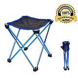 Geezo Folding Camping Stool, Small Portable Chair for Camping Fishing Hiking Gardening and Beach, Camping Seat with Carry Bag (Blue)