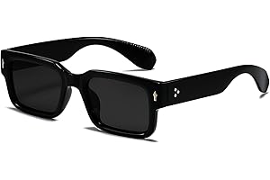 EYLRIM Square Frame Sunglasses for Women Men Trendy Chunky Rectangle Sun Glasses Black Shades UV400 Protection