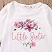 Newborn Baby Girls LITTLE SISTER Flower Rompers Bodysuits Toddler Pajamas Clothes (3-6M, white)