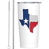 Worltoldb Texas 20oz Insulated Stainless Steel Tumbler With Lids And Straws Stainless Steel Double Wall Vacuum Insulated Travel Coffee Mug Leak-Proof Lid & Flip Lid For Hot And Cold Drinks