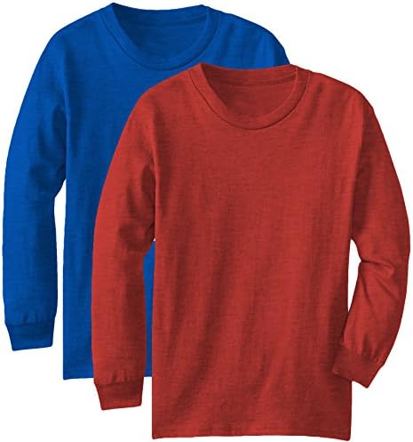 Regular Fit Youth Long Sleeves Cotton TShirt - Boys Girls 7-16 Yrs Old - Pack Deal