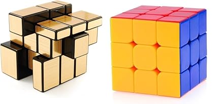 Speoma Golden Mirror Cube & Printed Stickerless Cube Combo (2 Pieces)