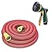 NGreen Expandable Garden Hose - 50 Feet Strongest Triple Core Latex and Solid Brass Fittings Free Spray Nozzle 3/4 USA Standard Easy Storage Kink Free Flexible Water Hose
