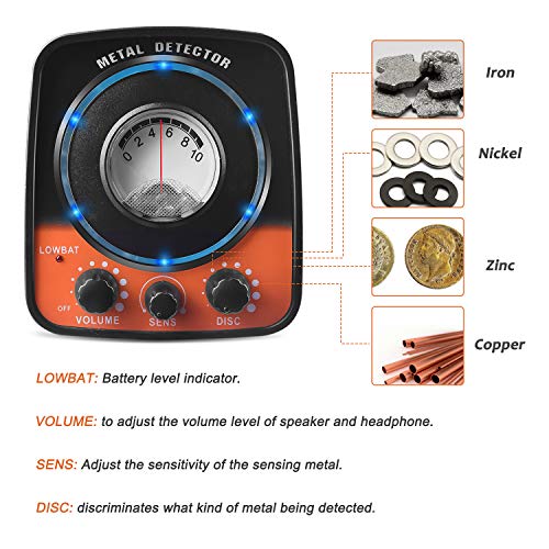 kuman Detector with Headphone Jack, High-Accuracy Metal Finder w, Orange