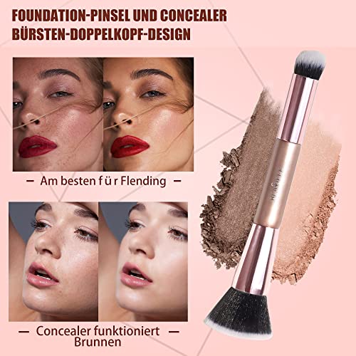 Doppel-End Foundation Pinsel Concealer Pinsel Powder Facial Makeup Pinsel, Concealer Pinsel zum Mischen von flüssigem Puder, Rougepinsel Contour Foundation Highlighter Make up Pinsel