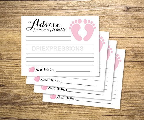 Amazon Com Baby Shower Advice Cards Set Of 20 Pink Baby Footprints Advice For The Parents To Be Cards Handmade