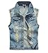 Zicac Men's Top Designed Denim Vest Waistcoat with Broken Holes