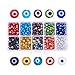 PH PandaHall 1 Box (about 700pcs) 10 Color 6x3mm Flat Round Evil Eye Lampwork Beads Handmade Beads Assortment Lot for Jewelry Making