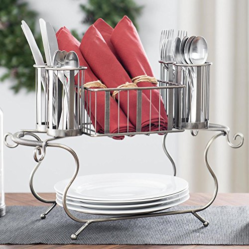 MESA Delaware Buffet Silverware Caddy Dinner Plate Holder (Gunmetal Finish)