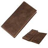 SEALINF Mens Bifold Leather Wallet Long Purse Vintage Card Holder (dark brown)