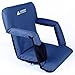 Leader Accessories Water Resistant Stadium Seat Cozy Portable Reclining Seat Folding Bleacher Chair with Arm Rest (D-Navy Blue)